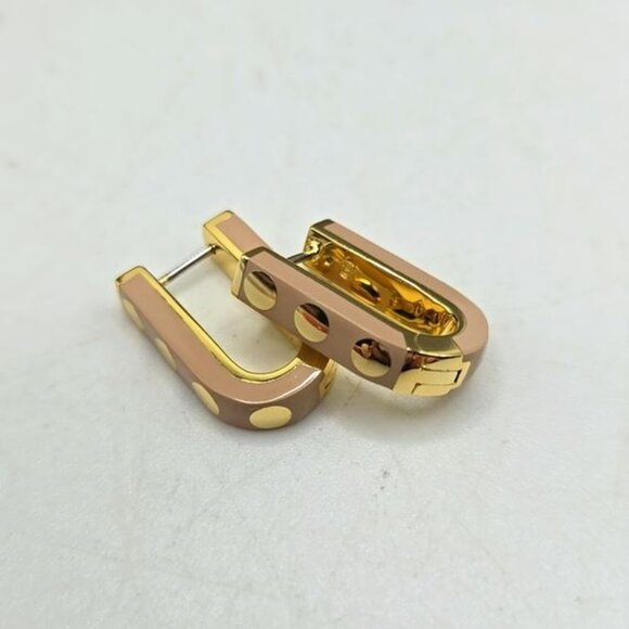 CLEARANCE Gorjana Gold Asher Link Hoops Earrings in Stone - Picture 2 of 3